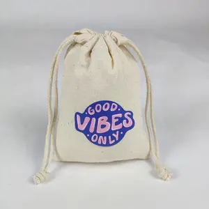 Kızlar için hediye çantası Calico toz torbası büzgülü torba kumaş noel doğal bez tuval Mini İpli çanta özel Logo