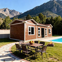 Evermore Maison mobile de luxe respirante préfabriquée pliable de 20 pieds, 4 chambres, design ferme, avec roues, conteneur de stockage