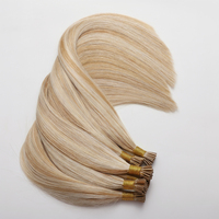 Extensions de cheveux naturels 100% véritables à pointe I, double épaisseur, cuticules alignées, vierges Remy, blondes avec mèches, à pointe kératine, vente en gros
