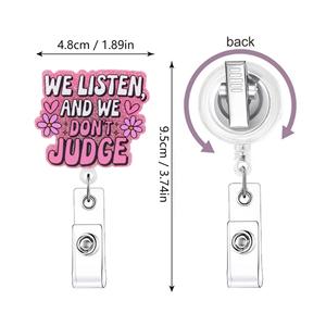 Simpatico portachiavi portachiavi in plastica acrilico retrattile con distintivo Glitter personalizzabile - Product Image 2