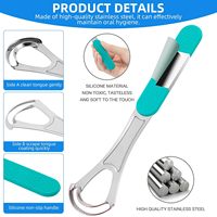 Raspador de Lengua de Acero Inoxidable 100%, Herramientas de Cuidado Bucal, Tratamiento para el Mal Aliento, Estuche de Viaje, Cepillo Limpiador de Lengua Metálico