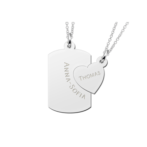 Colliers d'amitié en acier inoxydable plaqué or 14 carats avec plaques d'identification en forme de cœur, ensemble de 2 pendentifs gravés sur mesure pour lui et elle - Product Image 3