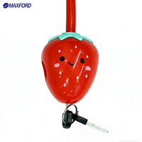 MAXFORD Verrou de vélo pour enfants en forme de fruit mignon, verrou de sécurité pour vélo avec revêtement anti-rayures en PVC, verrou de vélo en forme de fraise avec clés