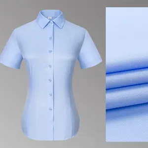High Quality Wrinkle Free White Business Blouses Women Short Sleeve Office Work Dress Shirt Lux Formal Ladies Shirt