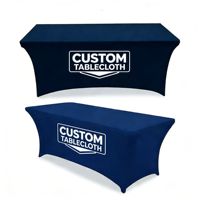 Housse de table extensible en polyester imperméable avec logo imprimé par sublimation, équipement personnalisé pour salon professionnel