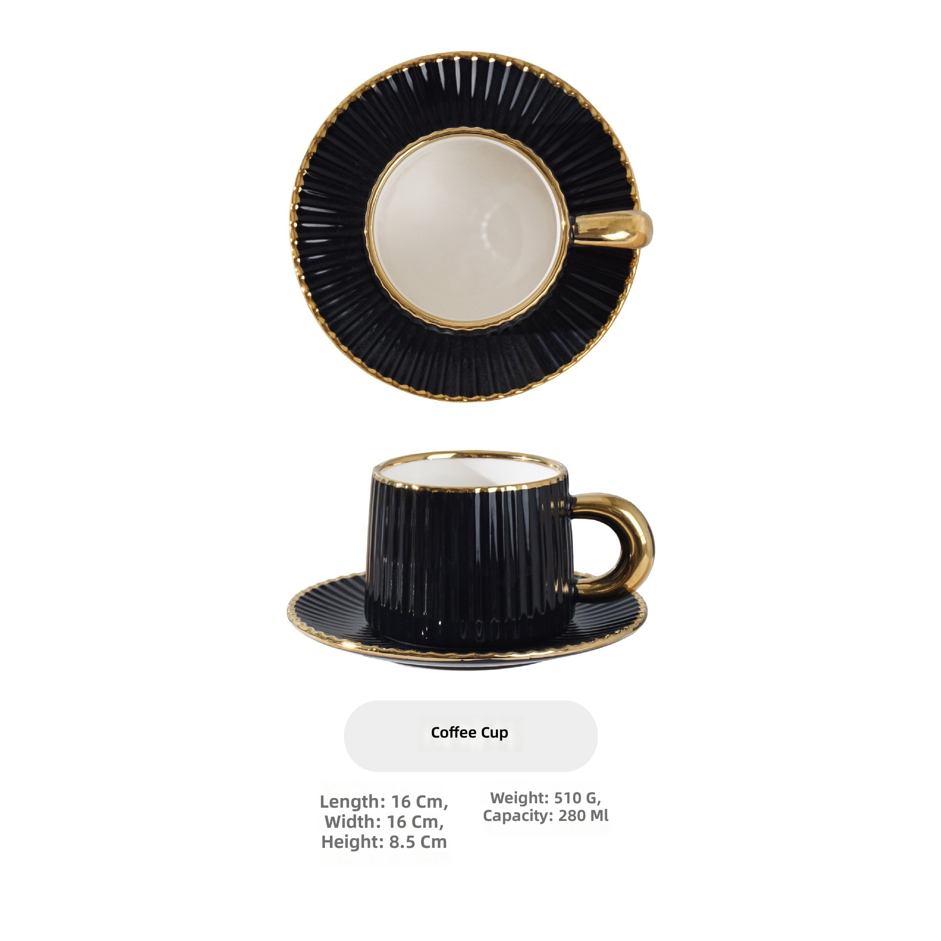Juego de taza y plato - taza y plato - negro
