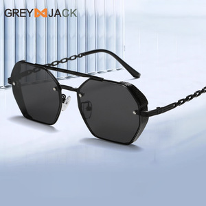 Gafas de Sol Metálicas para Mujer Greyjack, Montura Negra, Lentes de PC con Protección UV400 Tipo 3, Diseño de Doble Puente, a la Moda - Product Image 3