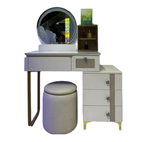 Bureau de toilette moderne éco-responsable avec <span class=keywords><strong>miroir</strong></span> <span class=keywords><strong>LED</strong></span> intégré et tiroirs de rangement en MDF durable pour l'hôtellerie - Product Image 3