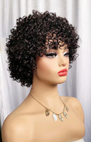 Perruque courte bouclée frisée sans lacet, fabriquée à la machine, en cheveux brésiliens vierges Remy naturels, avec dentelle transparente pour femmes