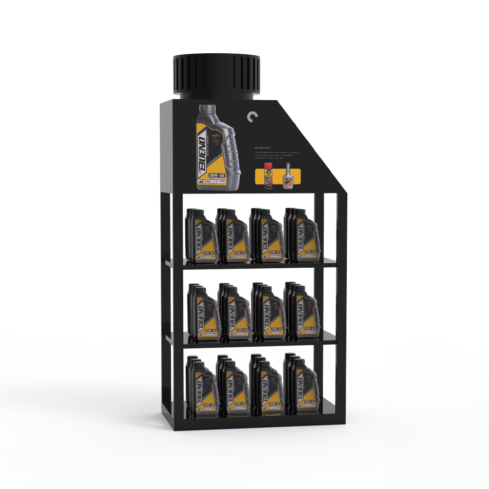 Apache Custom Metal Laminated Light Duty Car Lubrication Motor Oil Display Stand for Supermarket Gas Stations — view 6