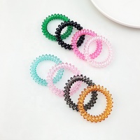 Lot de 100 élastiques à cheveux en spirale transparents noirs de haute qualité de 5,0 cm pour enfants et femmes, petits élastiques en forme de fil téléphonique
