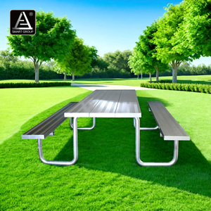 Modern Restaurant Garden <b>Outdoor</b> Aluminum Camping Picnic <b>Table</b> <b>and</b> Chairs Heavy Duty Aluminum Dining <b>Table</b> With <b>Benches</b> AL-02 Di - Product Image 5