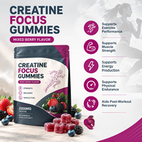 Gummies de créatine saveur pastèque – Soutien pré-entraînement, antioxydant, apport d'énergie – 60 unités – Vente directe usine, OEM, marque privée