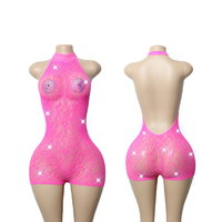 Tenue de performance de danse de salon sans manches pour adultes, avec strass, pour femmes, tenue exotique de strip-teaseuse, en Spandex/Nylon W.E. Kits Style