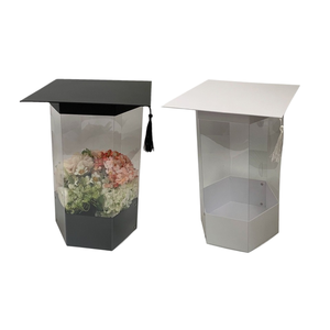 Tapa panorámica transparente hexagonal Arreglo floral doctoral y caja de regalo de graduación eterna para uso de velas - Product Image 1