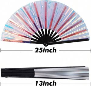 Éventail pliant artisanal personnalisé, grande taille, en bambou, portatif et pliable - Product Image 6