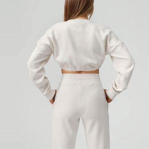 Pull-over décontracté d'hiver en coton 100% pour femme, coupe oversize unisexe à épaules tombantes, col rond uni, ample, brodé, idéal pour l'entraînement, vente en gros - Product Image 3