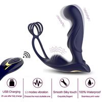 Nouveau mâle Massage de la Prostate vibrateur Double anneau Plug Anal vibrateur Silicone retard éjaculation mâle masturbateur adulte jouets sexuels pour
