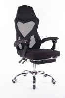 Chaise de bureau exécutive moderne en maille, design ergonomique, fonction inclinable, base pivotante, hauteur réglable, pieds en métal chromé intégrés
