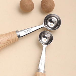 Stainless Steel Ice Cream Scoop 2 Piece Set With Wooden Handle Multifunction Kitchen Tool For Dessert And Fruit Serving - Product Image 1