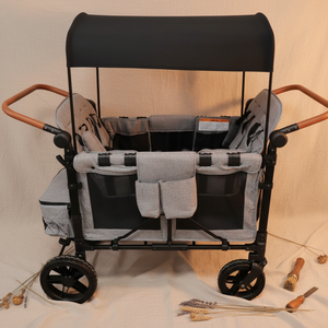 Carrito Multifuncional de Alta Capacidad para Niños, Plegable, con Doble Asa, Cuatro Asientos, Capota, de Aleación, Plegable, con Ruedas de <span class=keywords><strong>EVA</strong></span>, para Niños Mayores de 3 Años - Product Image 6