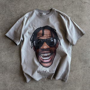 100% Baumwolle 250gsm Übergroßes Herren-Freizeit-T-Shirt mit Kurzen Ärmeln und Einfarbigem Muster aus Gestricktem Stoff mit Digitaldruck - Product Image 2