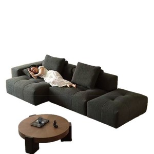 Sofá Pixel de Alta Gama en Tela Negra de Lino y Algodón, Estilo Italiano Minimalista, Modular, Moderno, para Sala de Estar, Sofá Esquinero - Product Image 5