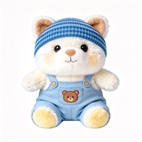 Ours en peluche blanc personnalisé avec chapeau tricoté et salopette, fait main, doux, poupée en peluche, jouet animal OEM ODM
