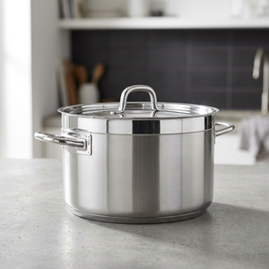 Stainless Steel Casserole <b>Pot</b> With Lid Round Durable Polished Exterior All Stove Compatible - Product Image 6