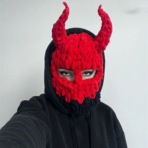 Pasamontañas de cuerno de diablo para Halloween Fiesta de adultos Diversión Otoño/Invierno Cálido Máscara de Jersey de cara completa - Product Image 4