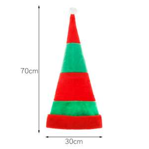 Gorro de Santa Claus de Felpa a Rayas Largas, Rojo y Verde, para Adultos, Disfraz de Elfo de Navidad, para Fiestas Navideñas, Venta al Por Mayor - Product Image 4