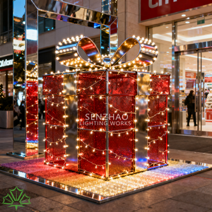SENZHAO - Juego de Luces LED 3D Grandes con Diseño de Caja de Regalo, IP65, Marco de Hierro, Decoración Navideña para Centros Comerciales y Exhibiciones Comerciales - Product Image 6