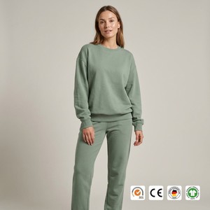 Tuta Sportiva Personalizzata in Cotone Organico 100% per <span class=keywords><strong>Donna</strong></span>, Modello OEM ODM Sostenibile GOTS in Spugna Francese Pesante - Product Image 1