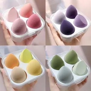 Atacado Custom silicone Maquiagem Esponja Set Beleza Egg Set Pó Puff cor Coração Urso Maquiagem esponjas com caixa em massa Beauty Tool