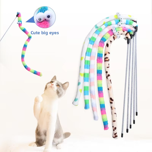 Çevre dostu karikatür interaktif kapalı kedi yavru oyun sopa oyuncak peluş değnek Teaser Springs dayanıklı Pet oyuncaklar - Product Image 1