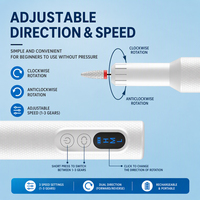 Perceuse à ongles portable sans fil en plastique avec moteur brushless pour manucure, façonnage, polissage et exfoliation, avec écran LED