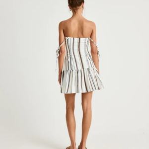 Robe d'été chic à rayures mini pour femme, dos nu, vente en gros OEM, nouvelle collection - Product Image 2