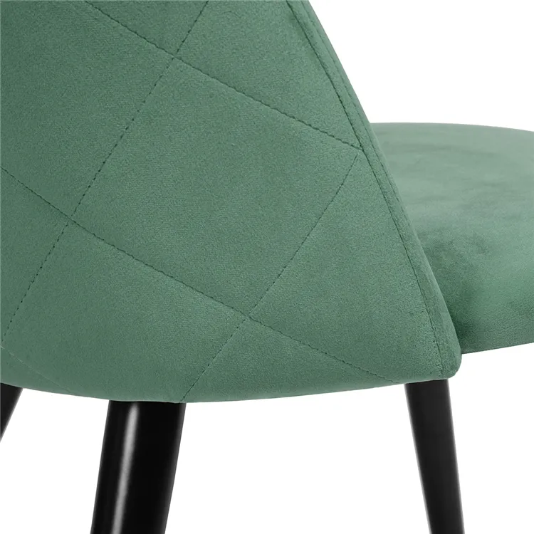 Factory direct supply scandinave living modern wooden color metal legs nordic velvet dining chairs with size 50*43*87.