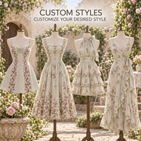 Robe mini femme ODM, broderie florale tissée, buste froncé, bretelles spaghetti, corsage corset, robe mini évasée