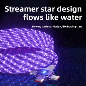 Nouveau câble de données lumineux 3-en-1 à charge rapide <span class=keywords><strong>double</strong></span> USB-A//Type-C, connecteurs en PVC, entièrement compatible - Product Image 4