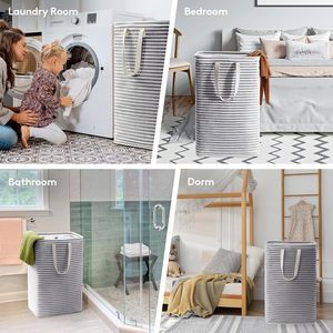 Wholesale Rect Stripe Clothes Collapsible Toy Storage <b>Boxes</b> Foldable Dirty Laundry Basket Laundry Bag <b>for</b> Clothes Laundry <b>Hamper</b> - Product Image 3
