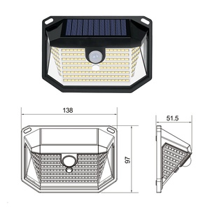 Lampada Solare da Parete 178LED IP64, Illuminazione su Tre Lati, Si Accende Automaticamente al Buio con Sensore di Movimento per Cortili Esterni - Product Image 2