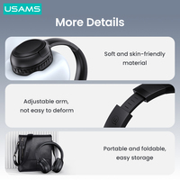 USAMS YG23 Headset Nirkabel Over Ear Lipat, Headphone Bluetooth TWS untuk Dalam dan Luar Ruangan