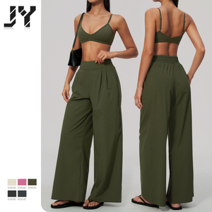 Ensemble de yoga sexy pour femmes JY, haut de yoga à bretelles spaghetti et pantalon large taille haute, tenue décontractée d'été, ensemble 2 pièces - Product Image 3
