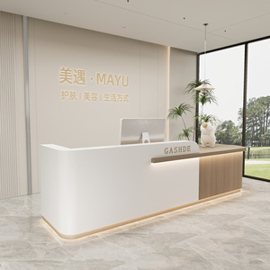 Mostrador de recepción de MDF personalizado <span class=keywords><strong>para</strong></span> salón de belleza Clínica dental Hotel y oficina-Diseño moderno con luz LED - Product Image 2