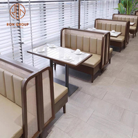 Ensembles modernes pour cafés et restaurants à service rapide canapé carré en bois et marbre table de banc et chaises pour cafés
