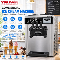 Petite machine à crème glacée commerciale verticale en acier inoxydable, automatique, pour stand mobile, avec 3 saveurs, pour crème glacée molle au lait