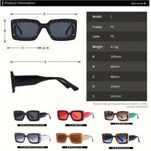 Lunettes de soleil carrées pour femmes, logo personnalisé, mode rétro, rectangulaires, UV400, monture épaisse rose léopard - Product Image 4