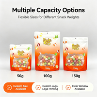 Sachet Doypack Personnalisé Imprimé avec Fenêtre Transparente, Qualité Alimentaire, Refermable avec Fermeture Éclair, pour Emballage de Bonbons et Snacks Lyophilisés