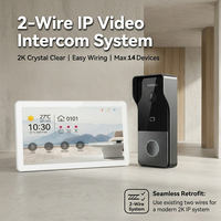 Système de vidéophone Hiwink à 2 fils, portée maximale 300 m, 4 unités extérieures, 4 unités intérieures, 2 kits de serrures, interphone étanche en alliage d'aluminium